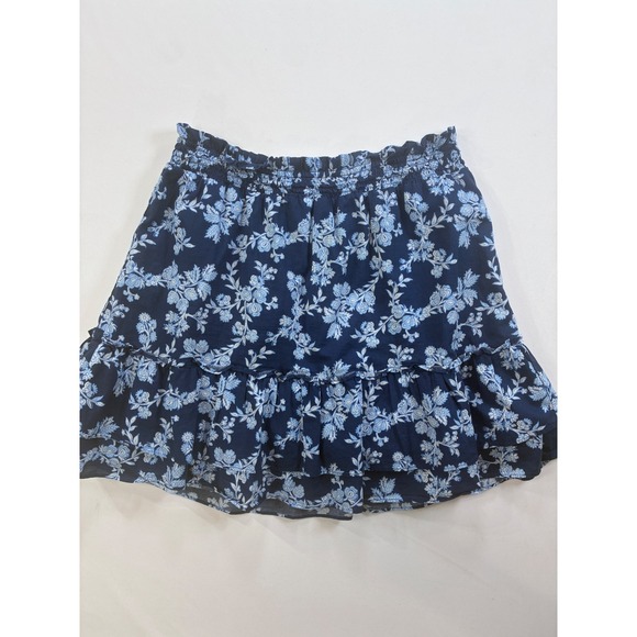 J. Crew Navy Floral Tiered Ruffle Mini Skirt Size Medium Boho Chic Cottagecore - Picture 11 of 11